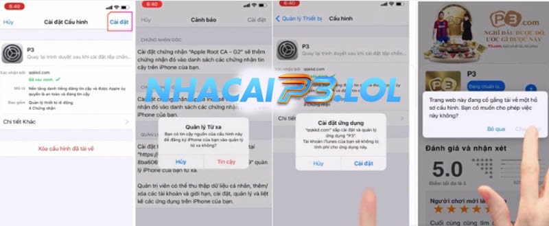 Những điều lưu ý khi tải app của P3